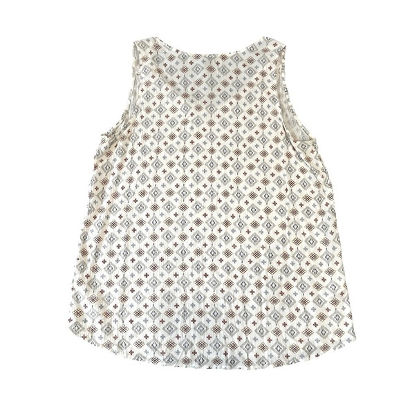 Eddie Bauer Rayon Sleeveless Print Top. Cream Red Blue Size Medium #1299 - Picture 3 of 5